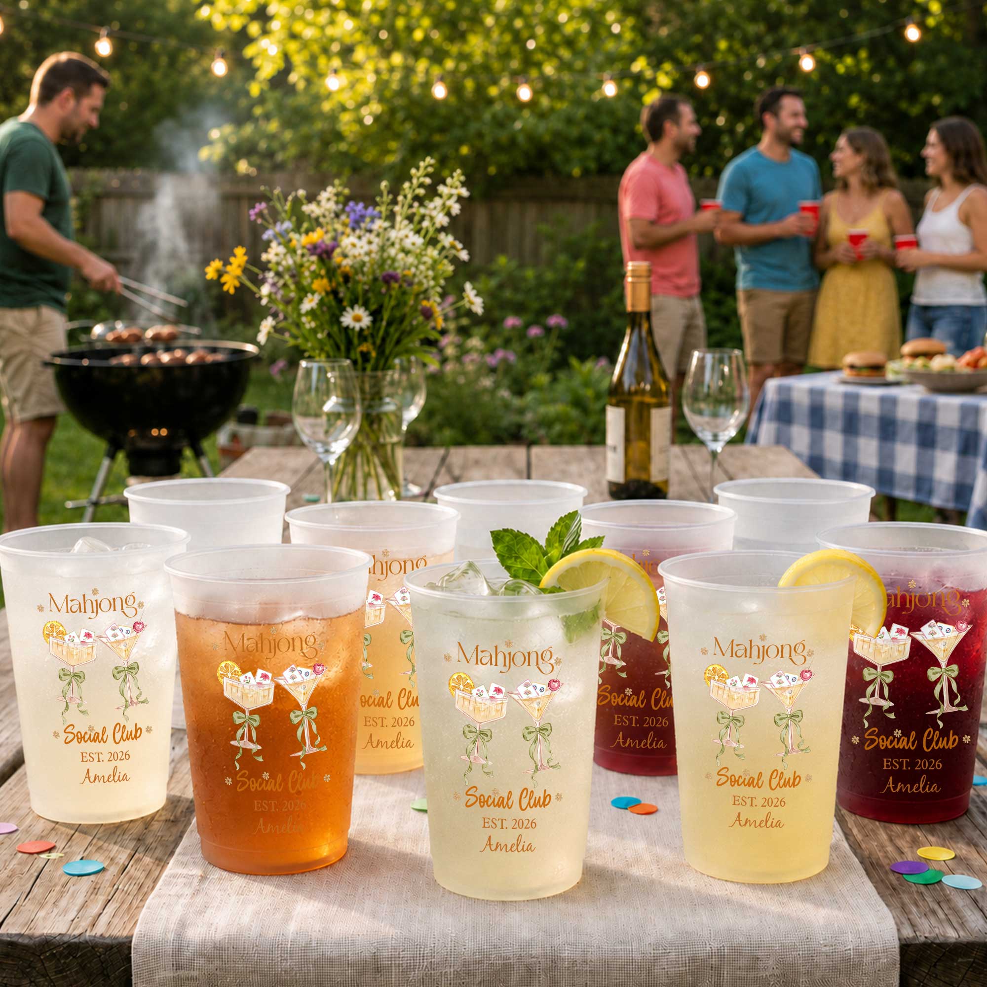 Personalized Frosted Cups for Mahjong Lovers & Game Night