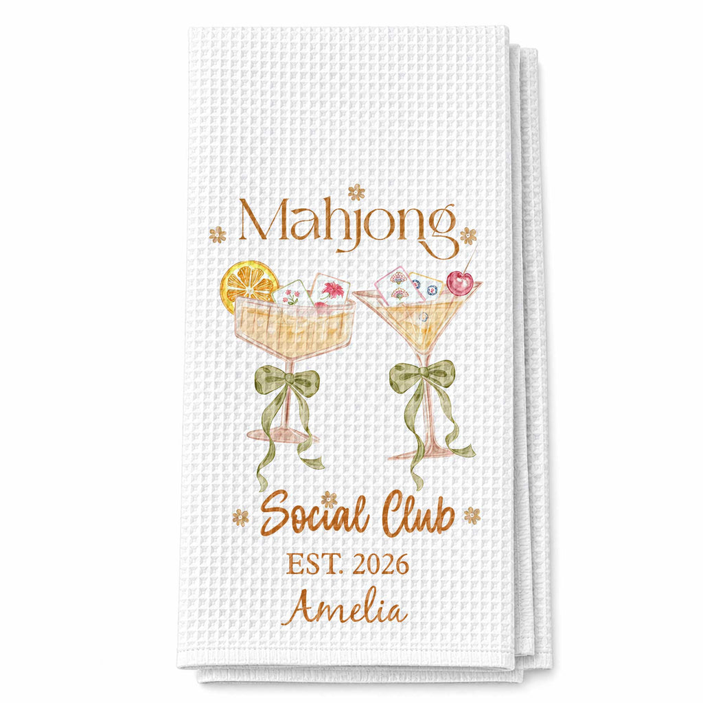 Personalized Kitchen Towel Mahjong Social Club Gift for Hobbyists Kitchen Towel GradoCreations