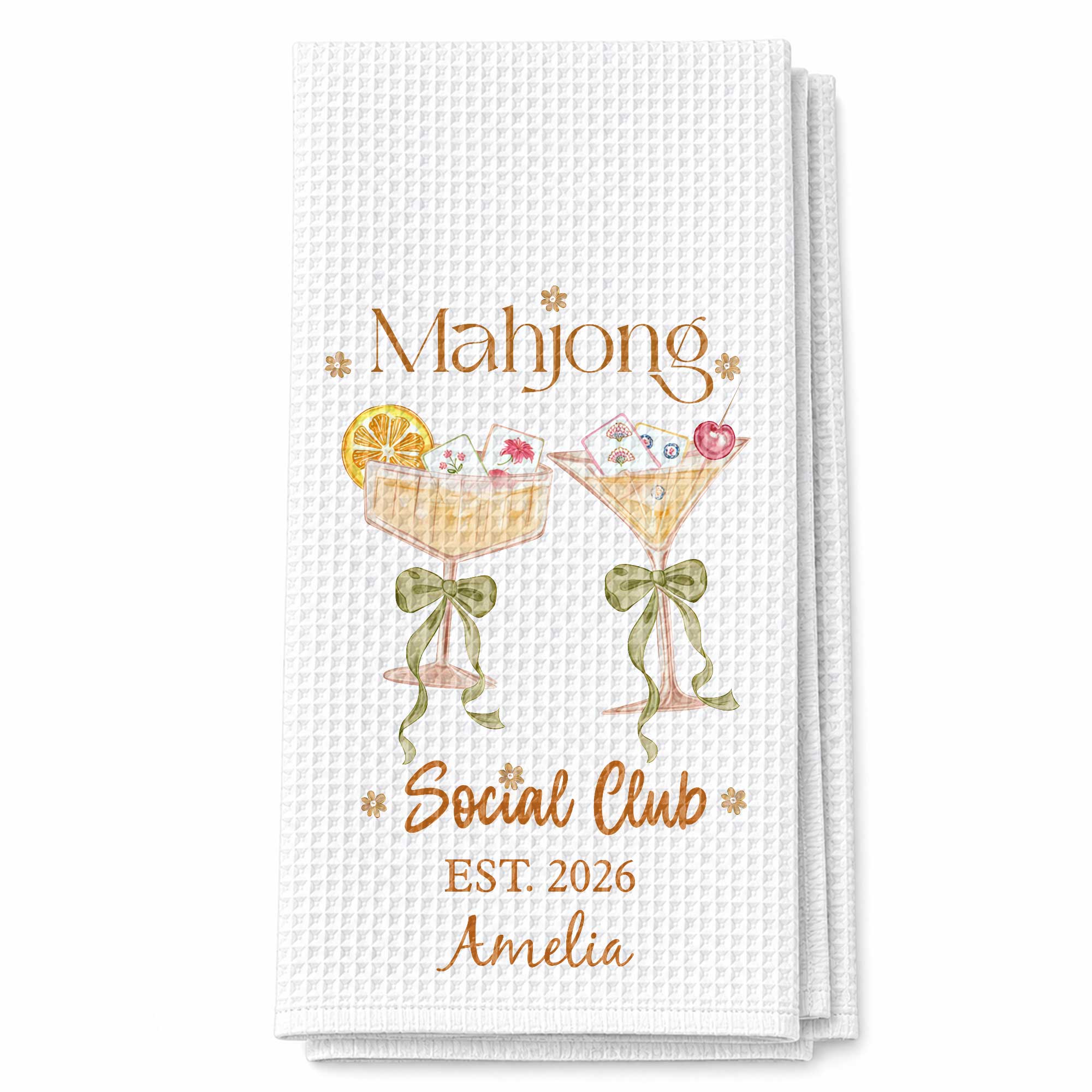 Personalized Kitchen Towel Mahjong Social Club Gift for Hobbyists Kitchen Towel GradoCreations