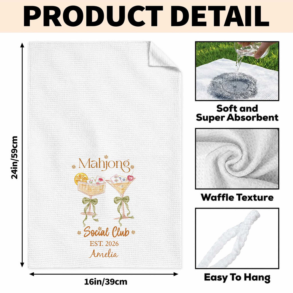 Personalized Kitchen Towel Mahjong Social Club Gift for Hobbyists Kitchen Towel GradoCreations
