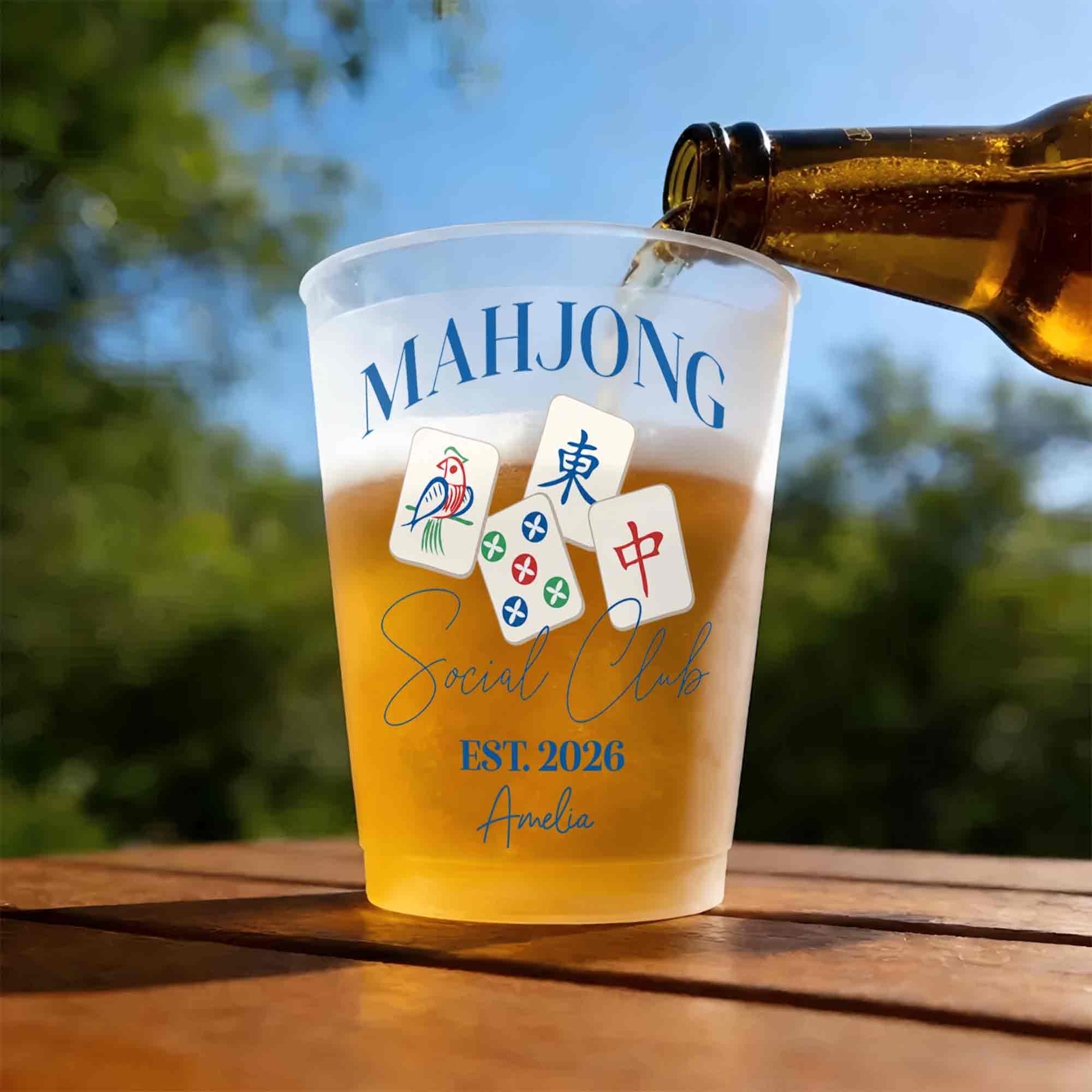 Personalized Frosted Cups Custom Design Mahjong Gift for Friends