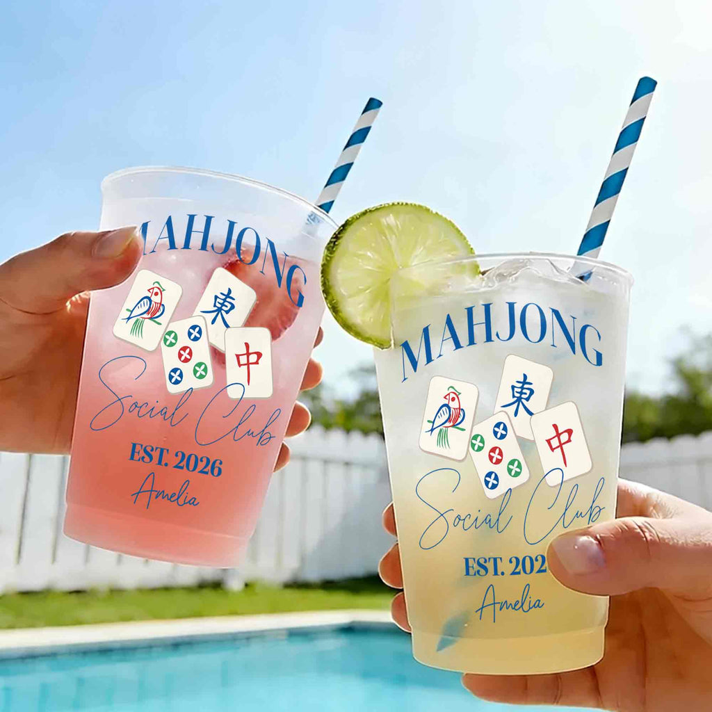 Personalized Frosted Cups Custom Design Mahjong Gift for Friends