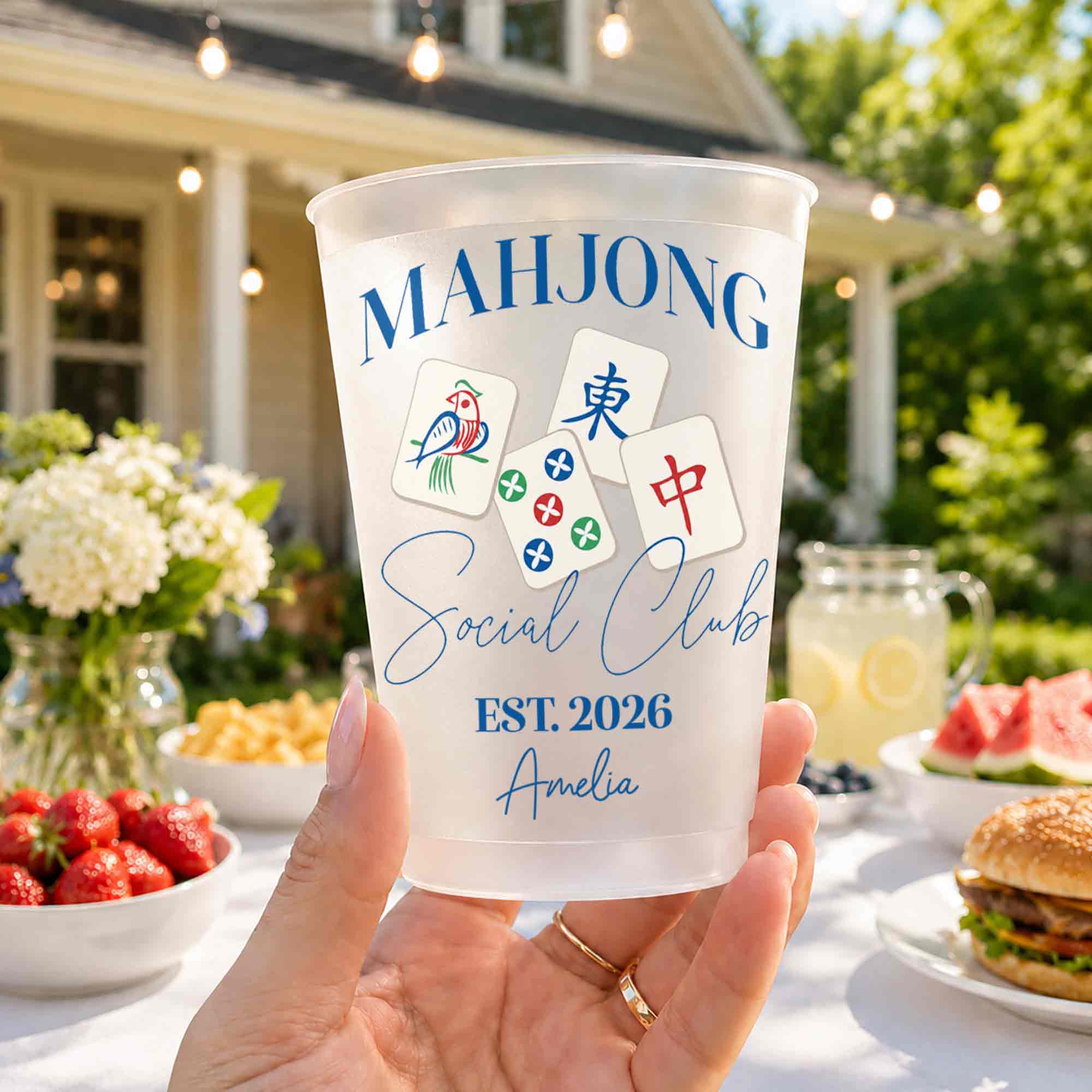 Personalized Frosted Cups Custom Design Mahjong Gift for Friends