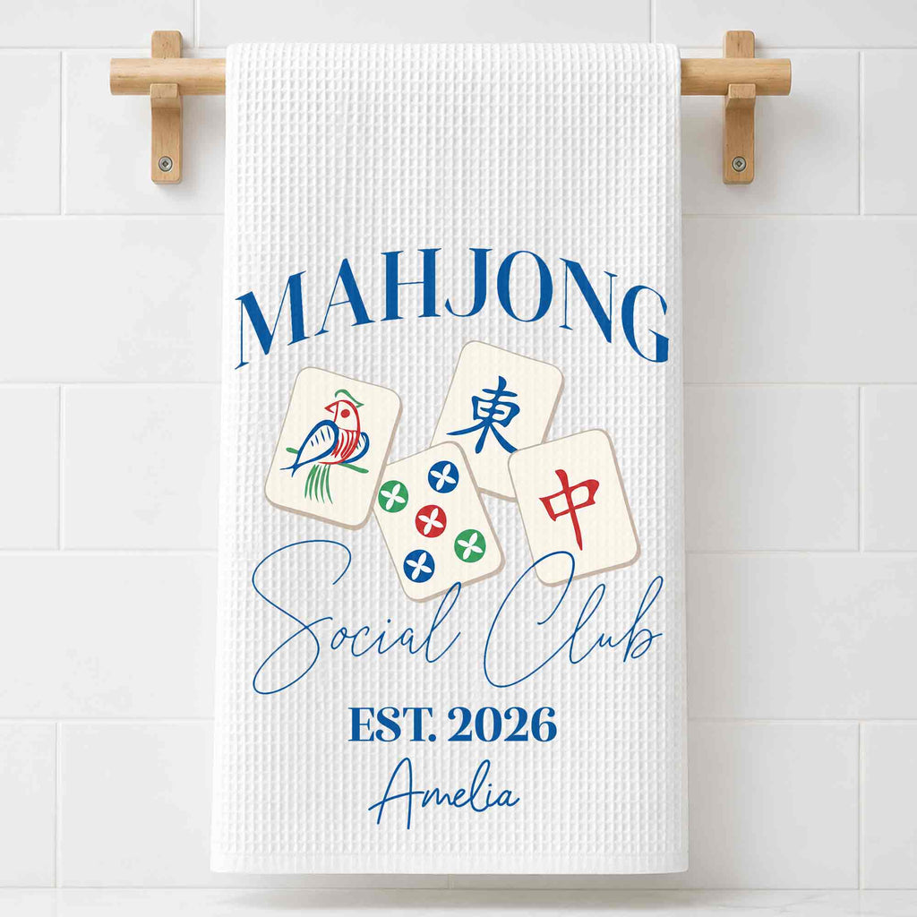 Personalized Mahjong Themed Kitchen Towel Custom Gift for Game Lovers Kitchen Towel GradoCreations