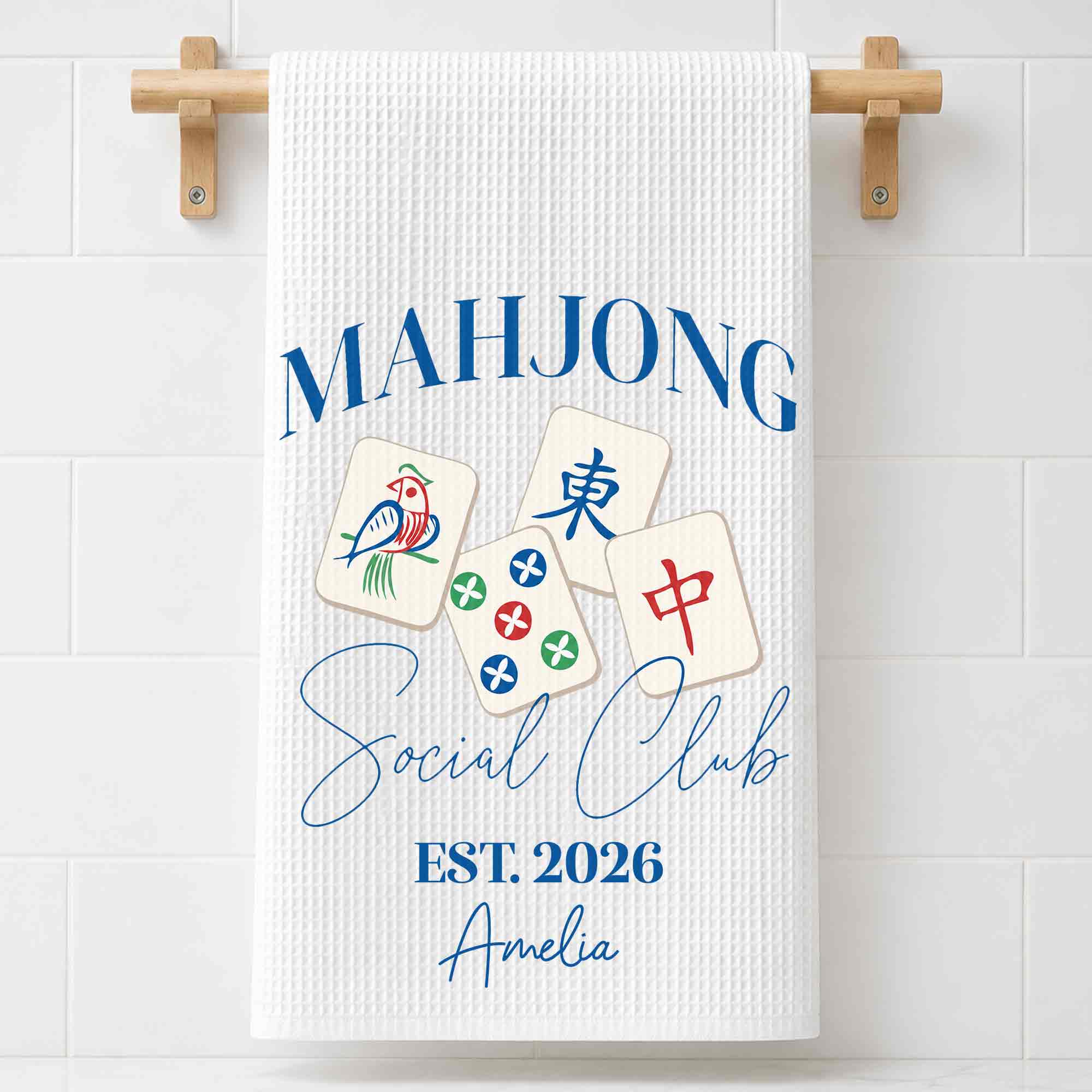 Personalized Mahjong Themed Kitchen Towel Custom Gift for Game Lovers Kitchen Towel GradoCreations