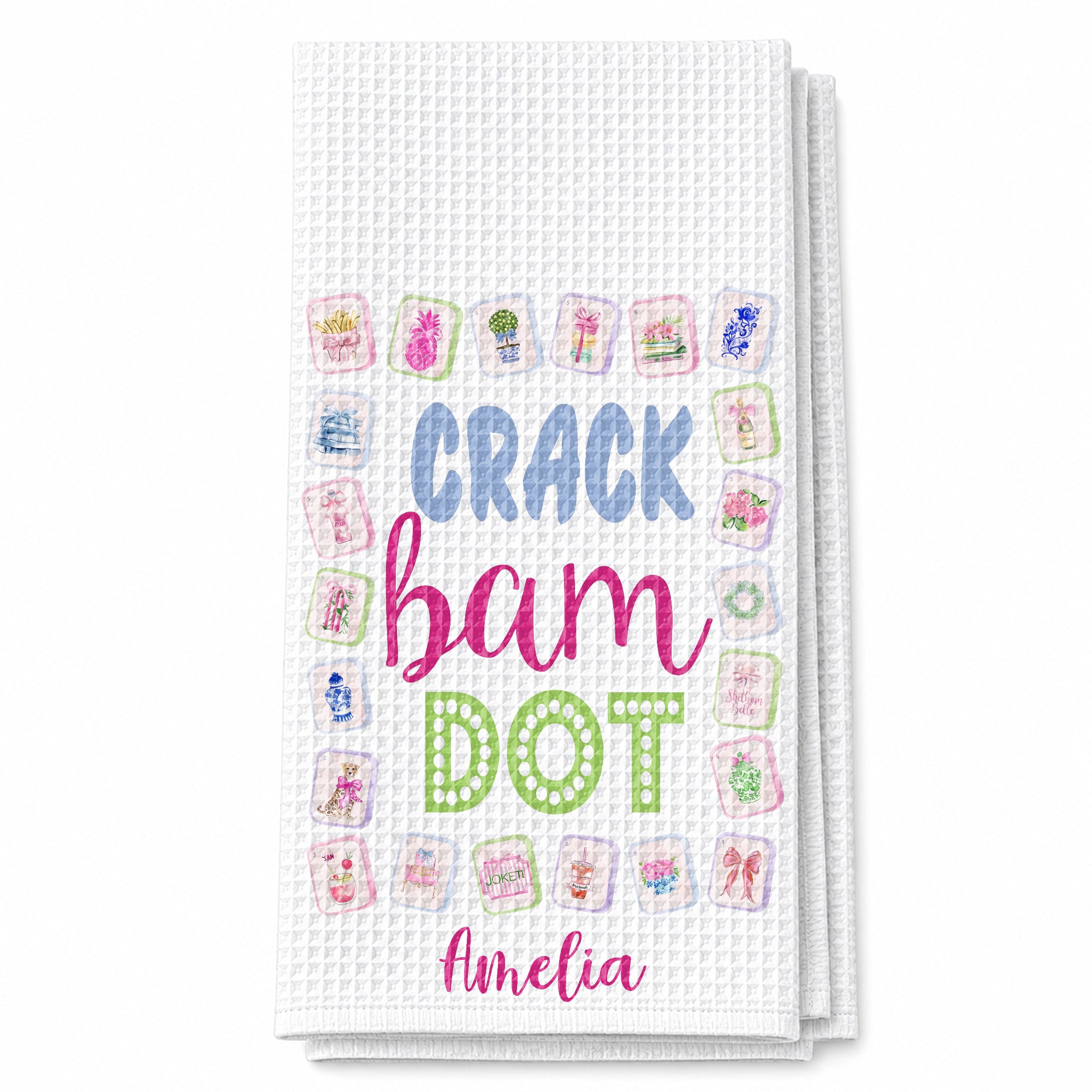 Personalized Floral Kitchen Towel Custom Name Gift for Mom Kitchen Towel GradoCreations