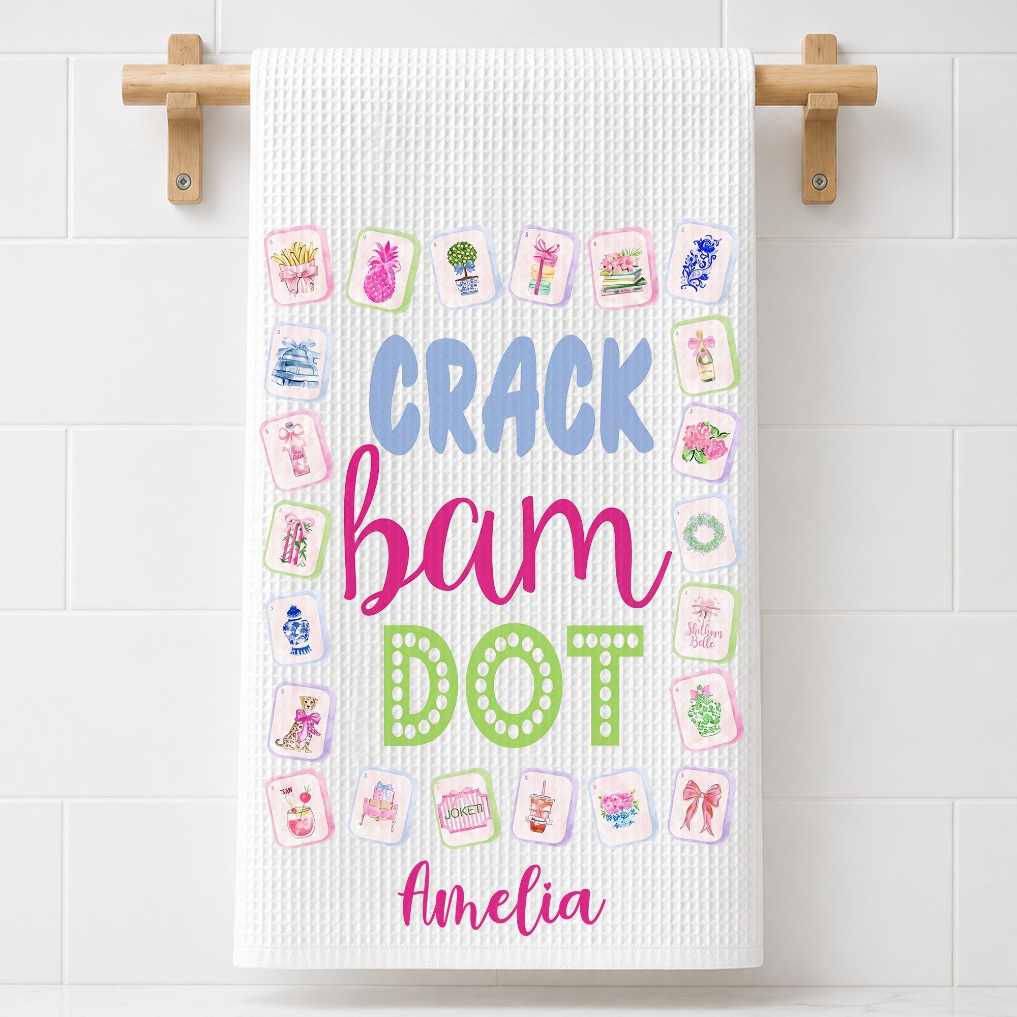 Personalized Floral Kitchen Towel Custom Name Gift for Mom Kitchen Towel GradoCreations