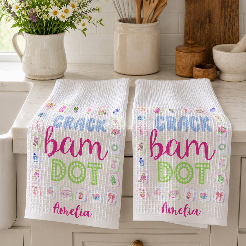 Personalized Floral Kitchen Towel Custom Name Gift for Mom Kitchen Towel GradoCreations