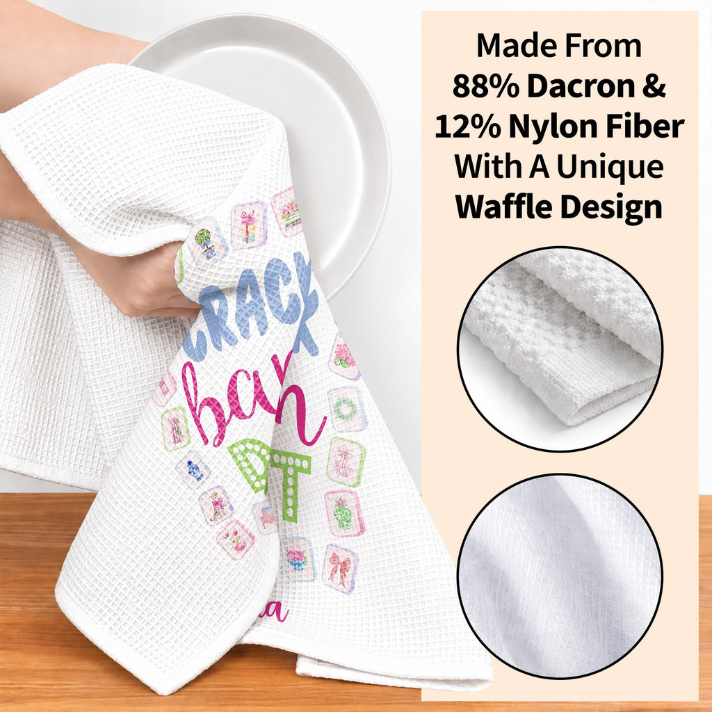 Personalized Floral Kitchen Towel Custom Name Gift for Mom Kitchen Towel GradoCreations
