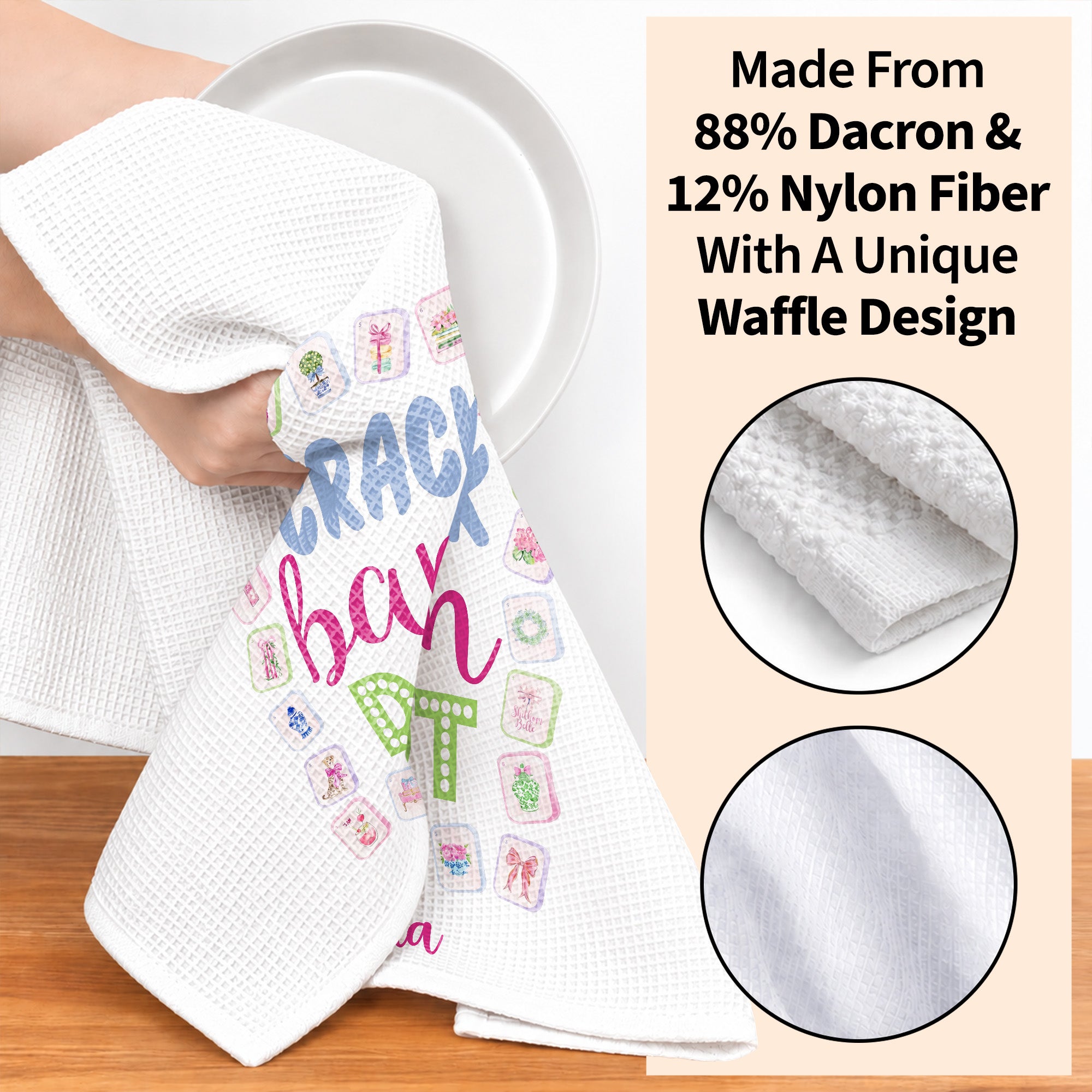 Personalized Floral Kitchen Towel Custom Name Gift for Mom Kitchen Towel GradoCreations