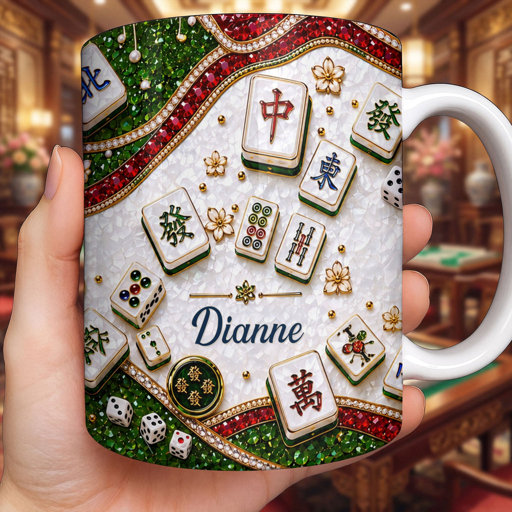 Personalized Mahjong Tiles Coffee Mug Custom Gift for Gamers Edge-to-edge Mug GradoCreations