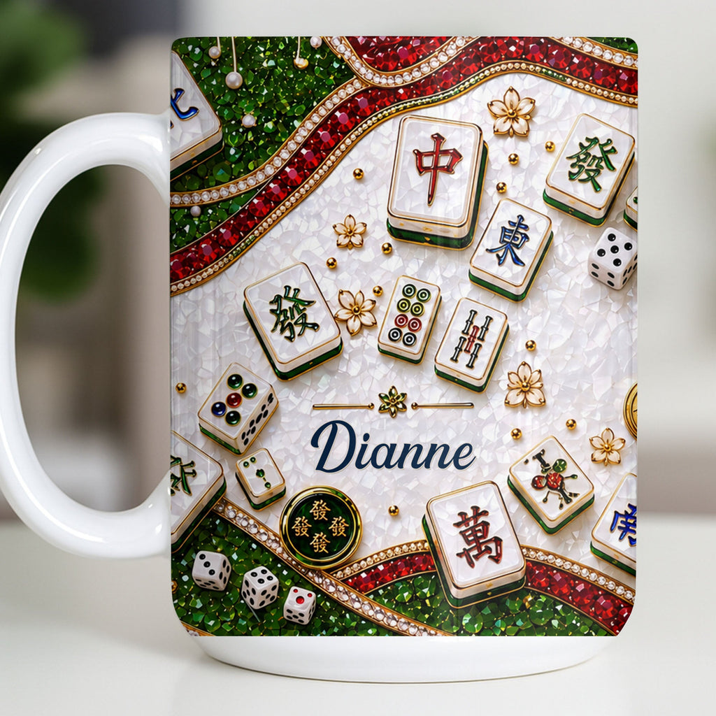 Personalized Mahjong Tiles Coffee Mug Custom Gift for Gamers Edge-to-edge Mug GradoCreations