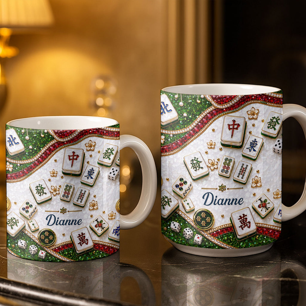 Personalized Mahjong Tiles Coffee Mug Custom Gift for Gamers Edge-to-edge Mug GradoCreations