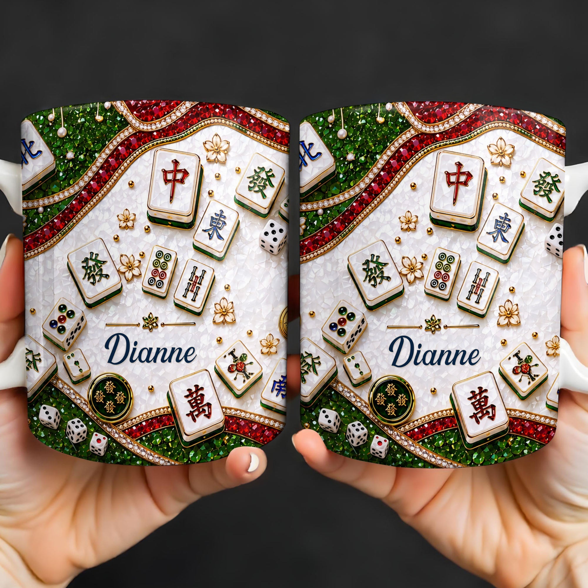 Personalized Mahjong Tiles Coffee Mug Custom Gift for Gamers Edge-to-edge Mug GradoCreations