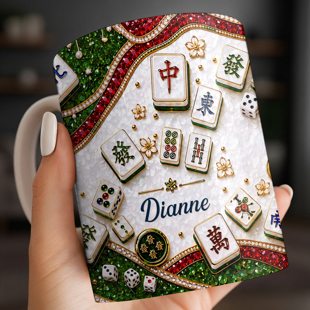 Personalized Mahjong Tiles Coffee Mug Custom Gift for Gamers Edge-to-edge Mug GradoCreations