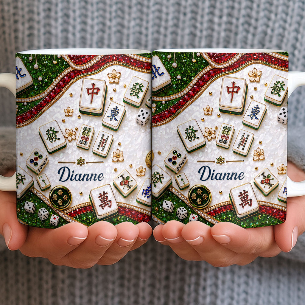 Personalized Mahjong Tiles Coffee Mug Custom Gift for Gamers Edge-to-edge Mug GradoCreations