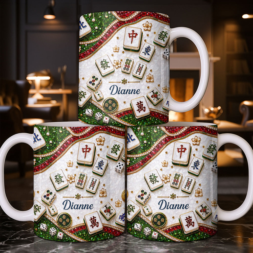 Personalized Mahjong Tiles Coffee Mug Custom Gift for Gamers Edge-to-edge Mug GradoCreations