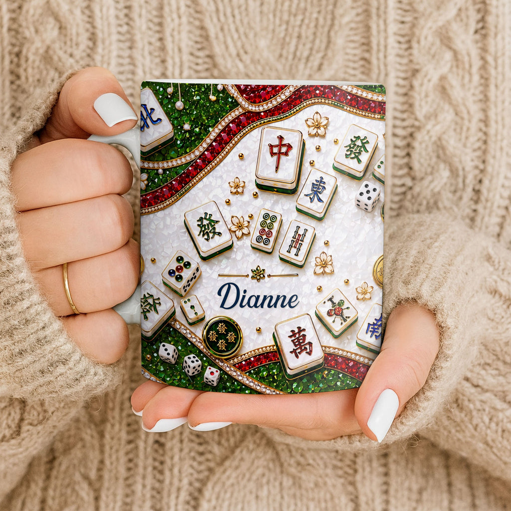 Personalized Mahjong Tiles Coffee Mug Custom Gift for Gamers Edge-to-edge Mug GradoCreations