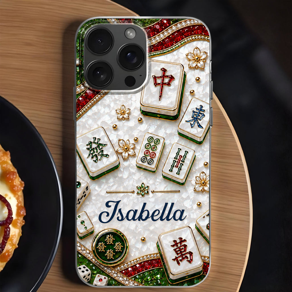 Personalized Clear Phone Case for Mahjong Lovers | Custom Name Gift Clear Phone Case GradoCreations