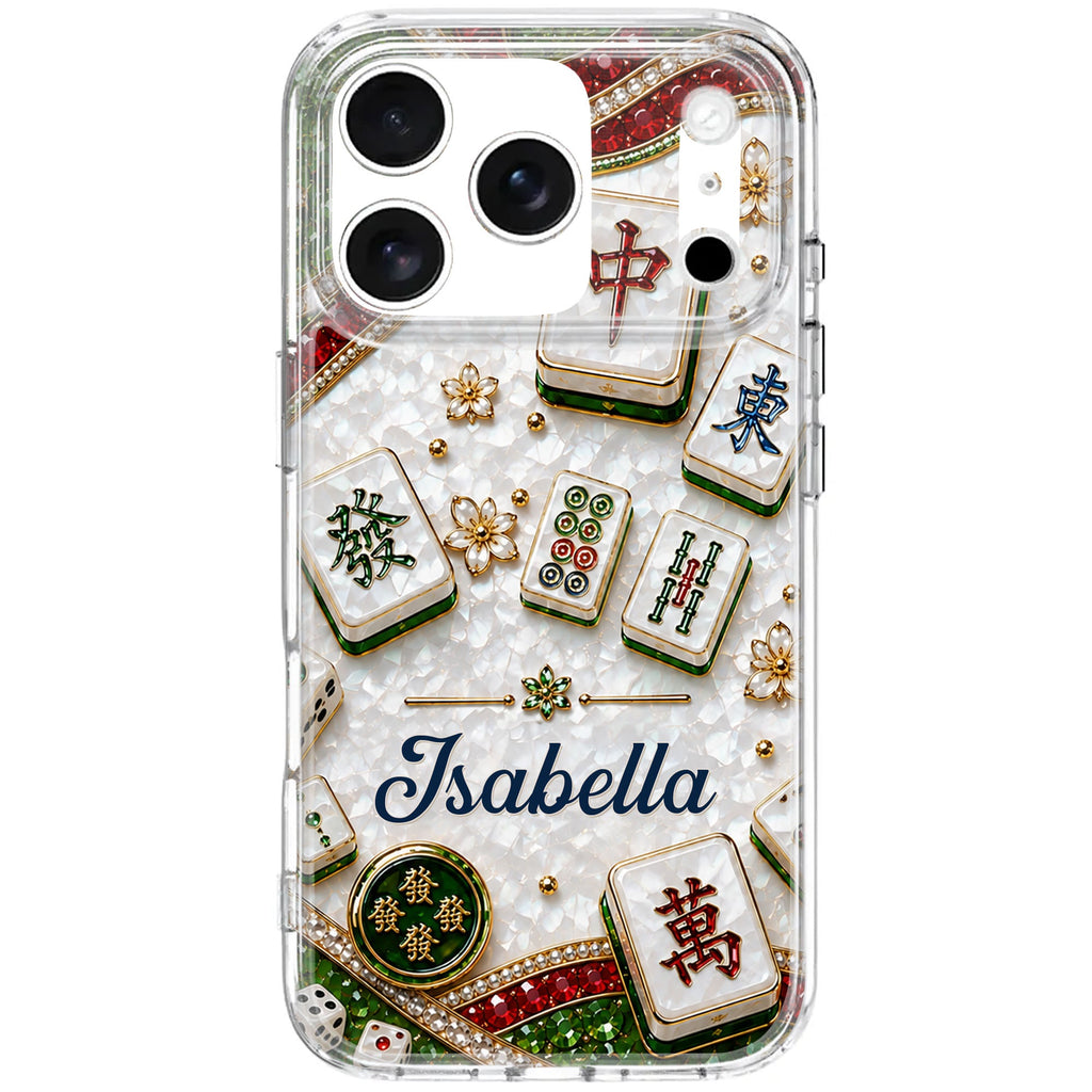 Personalized Clear Phone Case for Mahjong Lovers | Custom Name Gift Clear Phone Case GradoCreations