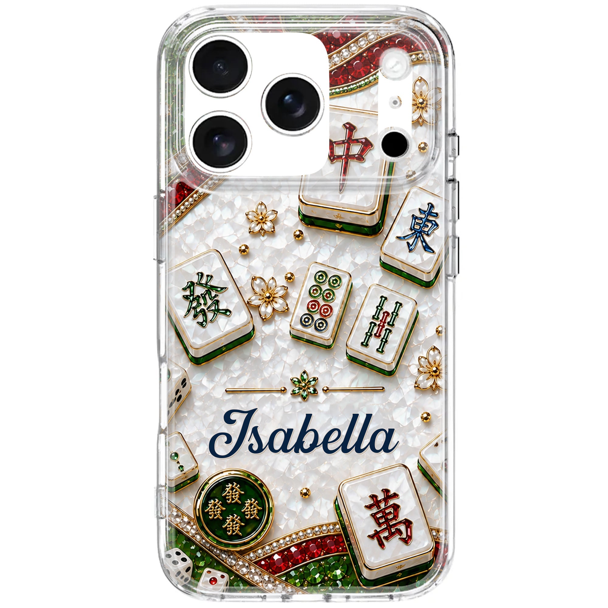 Personalized Clear Phone Case for Mahjong Lovers | Custom Name Gift Clear Phone Case GradoCreations