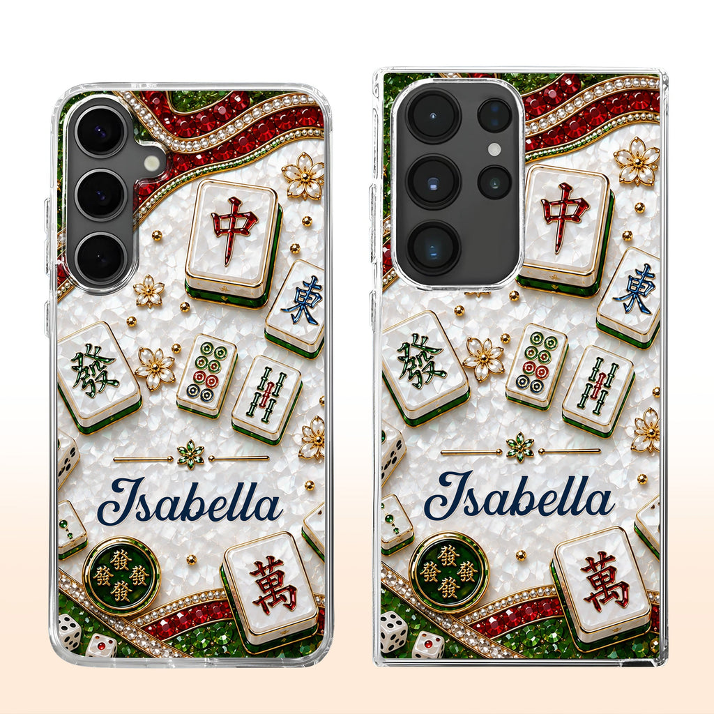 Personalized Clear Phone Case for Mahjong Lovers | Custom Name Gift Clear Phone Case GradoCreations