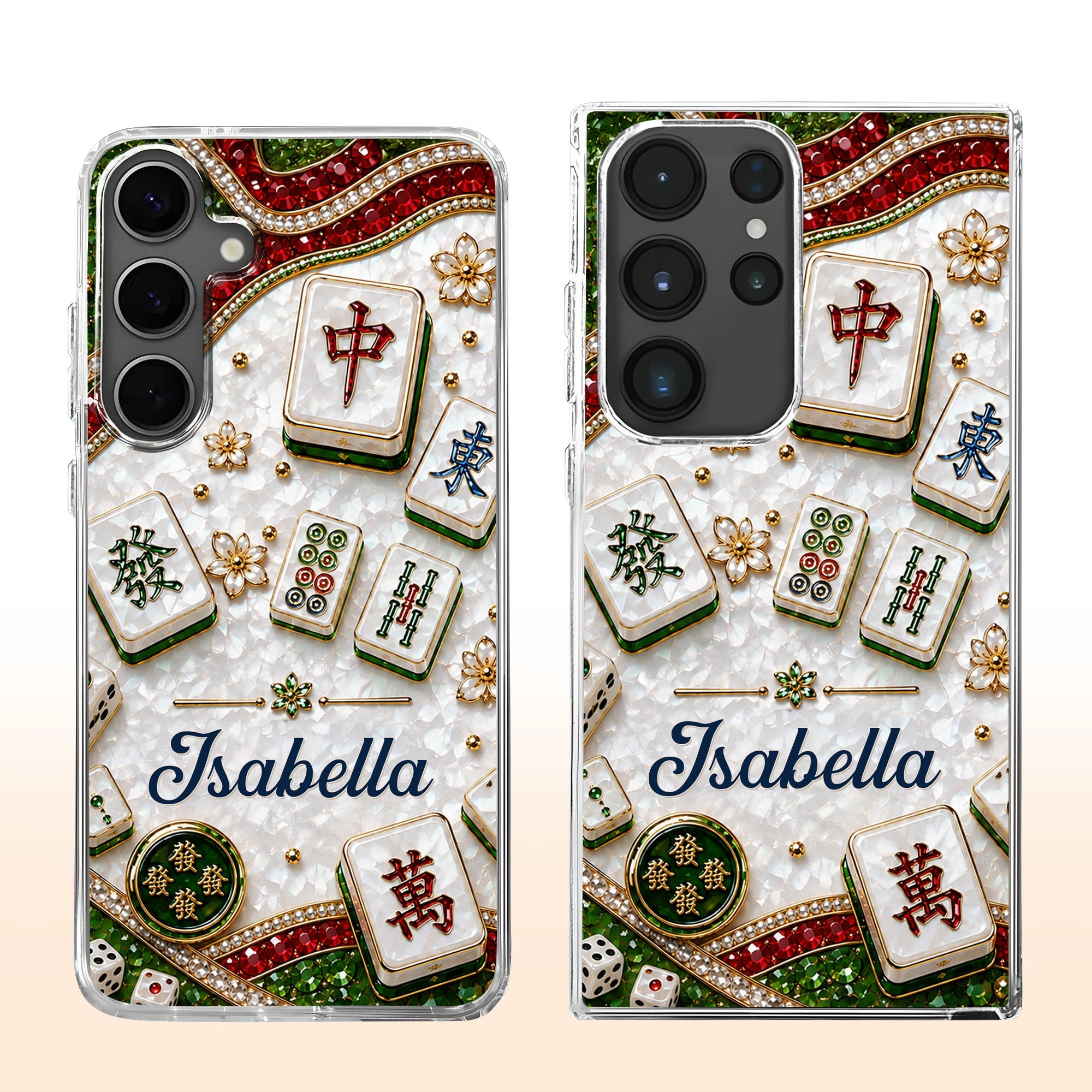 Personalized Clear Phone Case for Mahjong Lovers | Custom Name Gift Clear Phone Case GradoCreations