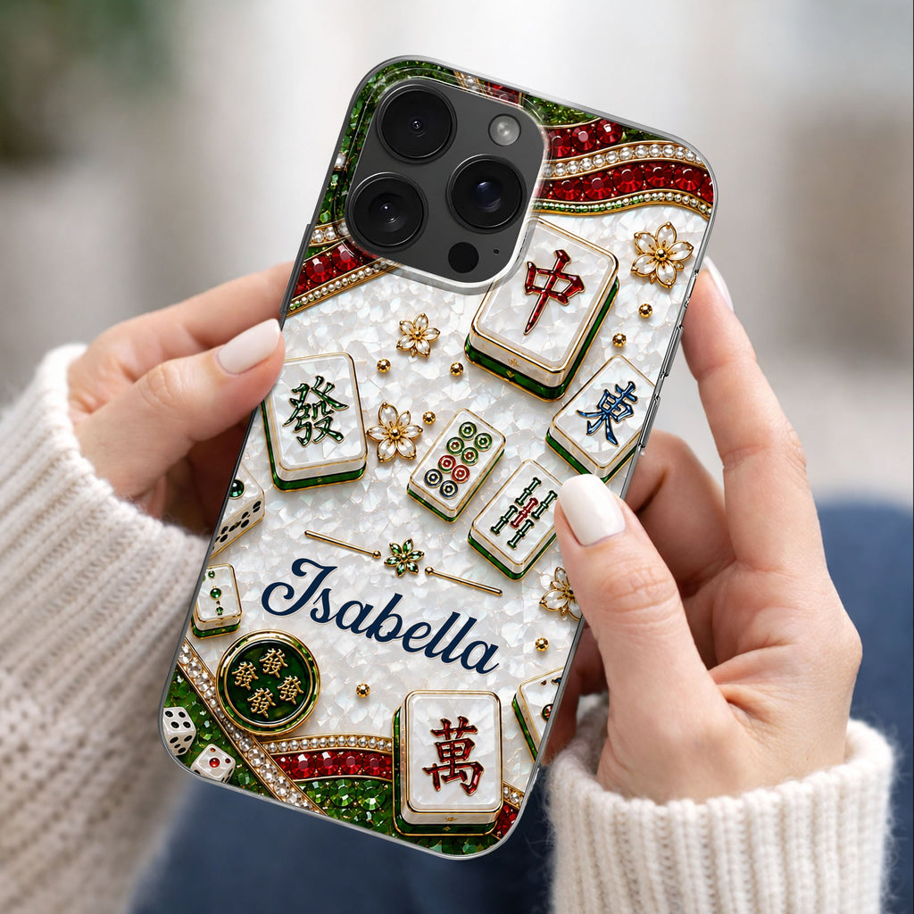 Personalized Clear Phone Case for Mahjong Lovers | Custom Name Gift Clear Phone Case GradoCreations
