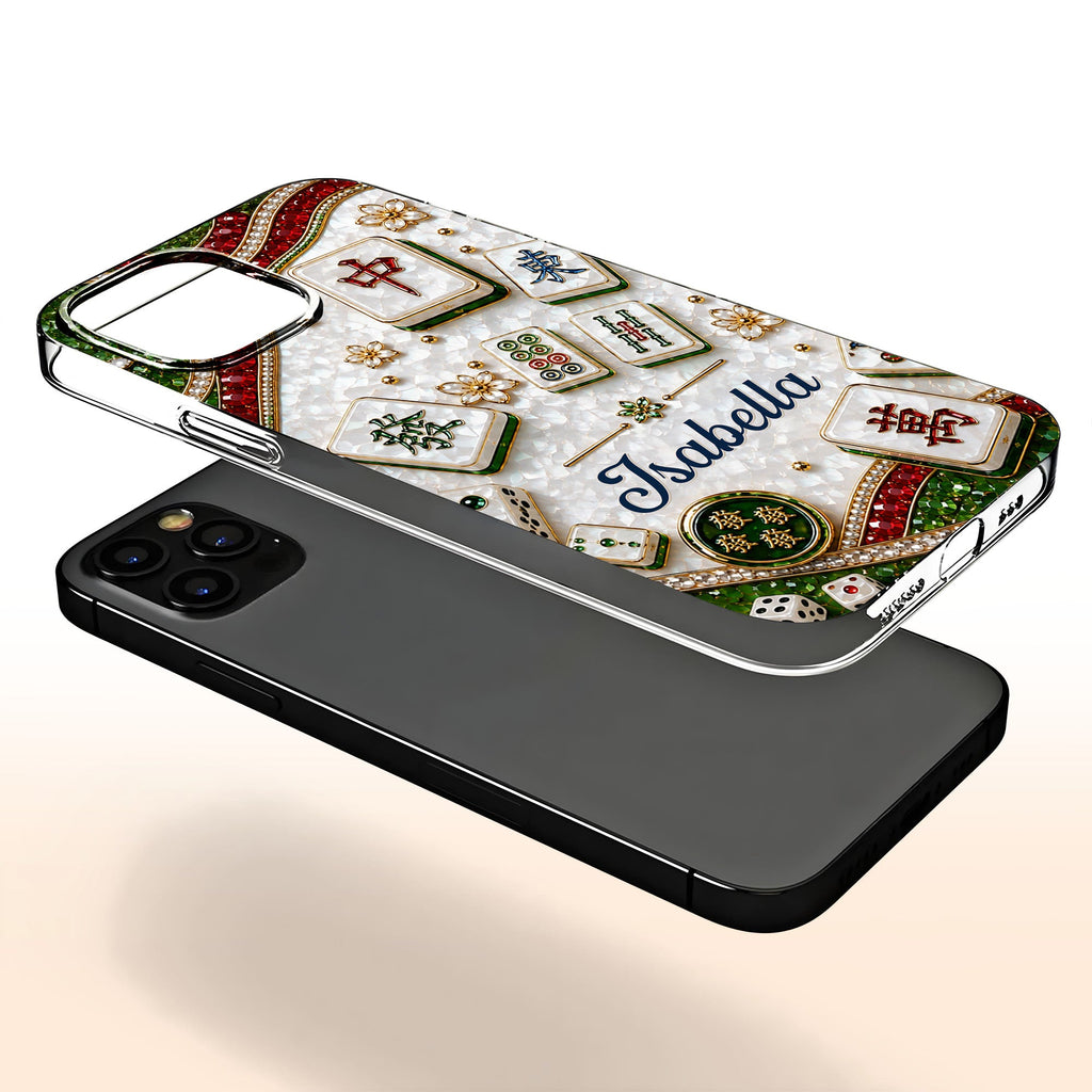 Personalized Clear Phone Case for Mahjong Lovers | Custom Name Gift Clear Phone Case GradoCreations