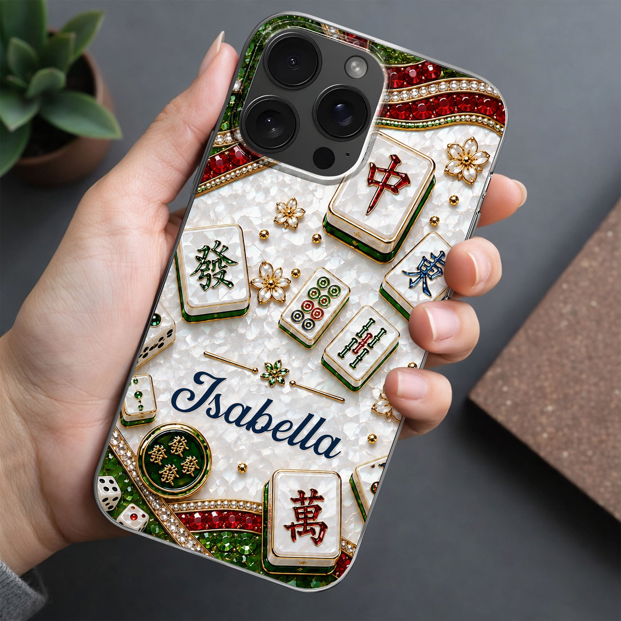 Personalized Clear Phone Case for Mahjong Lovers | Custom Name Gift Clear Phone Case GradoCreations