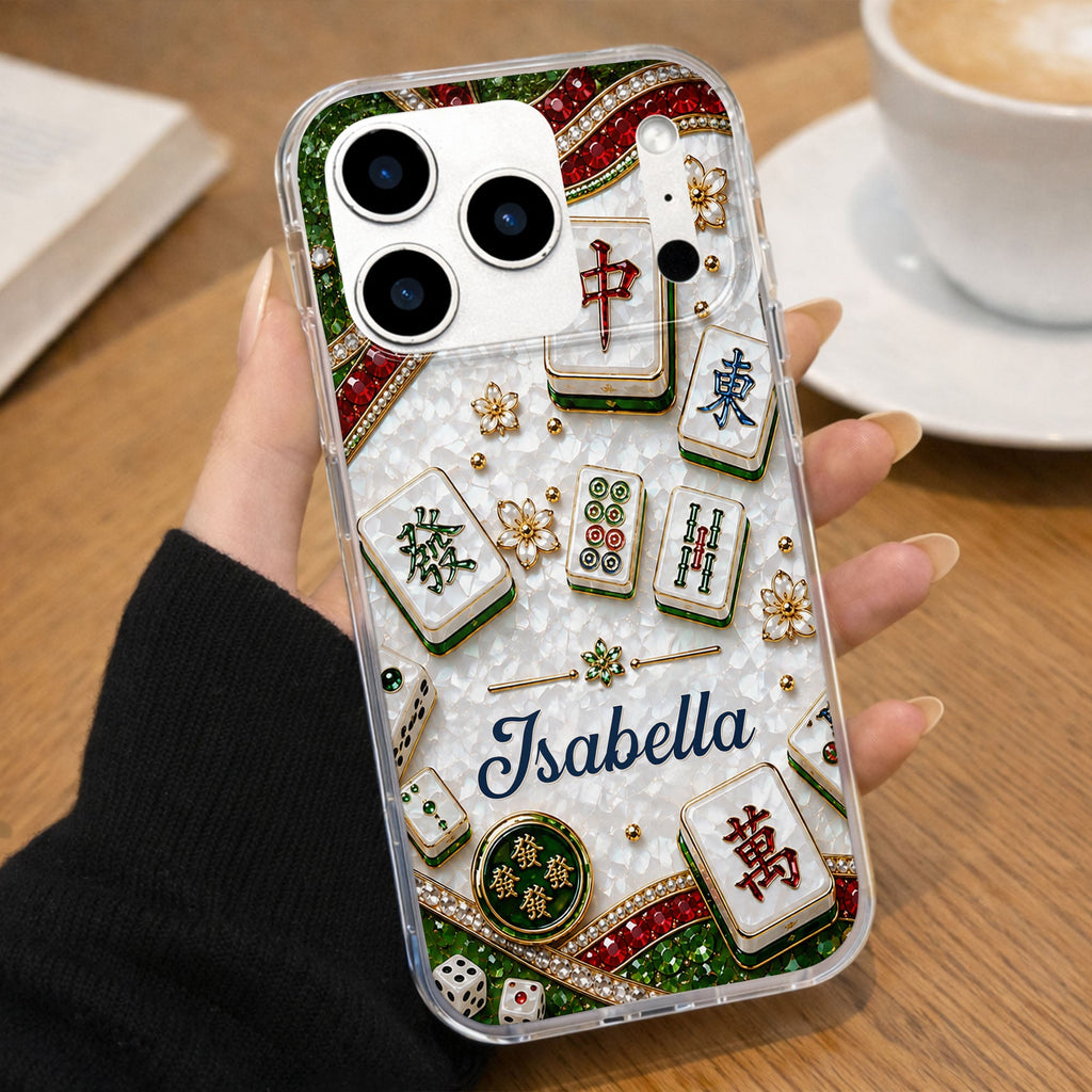 Personalized Clear Phone Case for Mahjong Lovers | Custom Name Gift Clear Phone Case GradoCreations