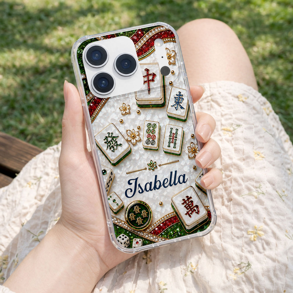 Personalized Clear Phone Case for Mahjong Lovers | Custom Name Gift Clear Phone Case GradoCreations