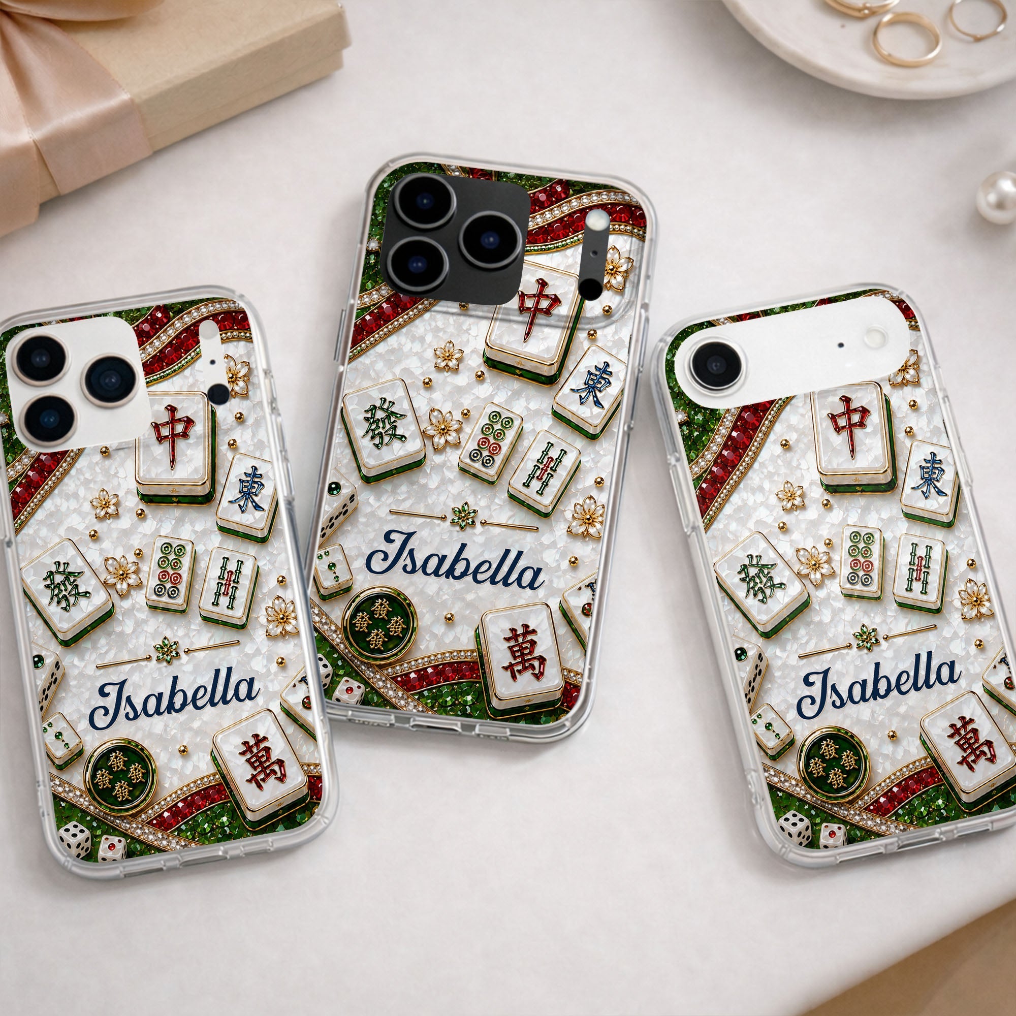 Personalized Clear Phone Case for Mahjong Lovers | Custom Name Gift Clear Phone Case GradoCreations