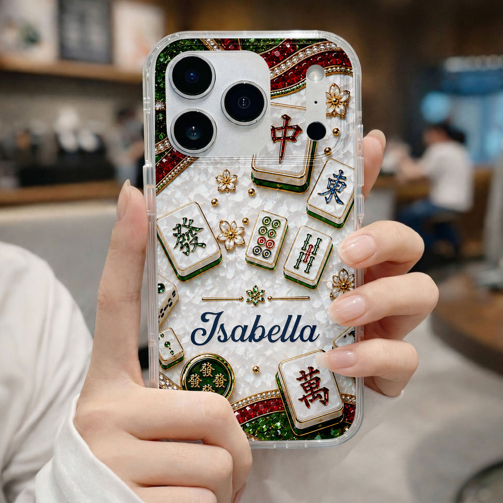 Personalized Clear Phone Case for Mahjong Lovers | Custom Name Gift Clear Phone Case GradoCreations