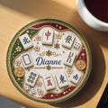 Personalized Mahjong Tiles Coaster Custom Name Gift for Mom Ceramic Coaster GradoCreations