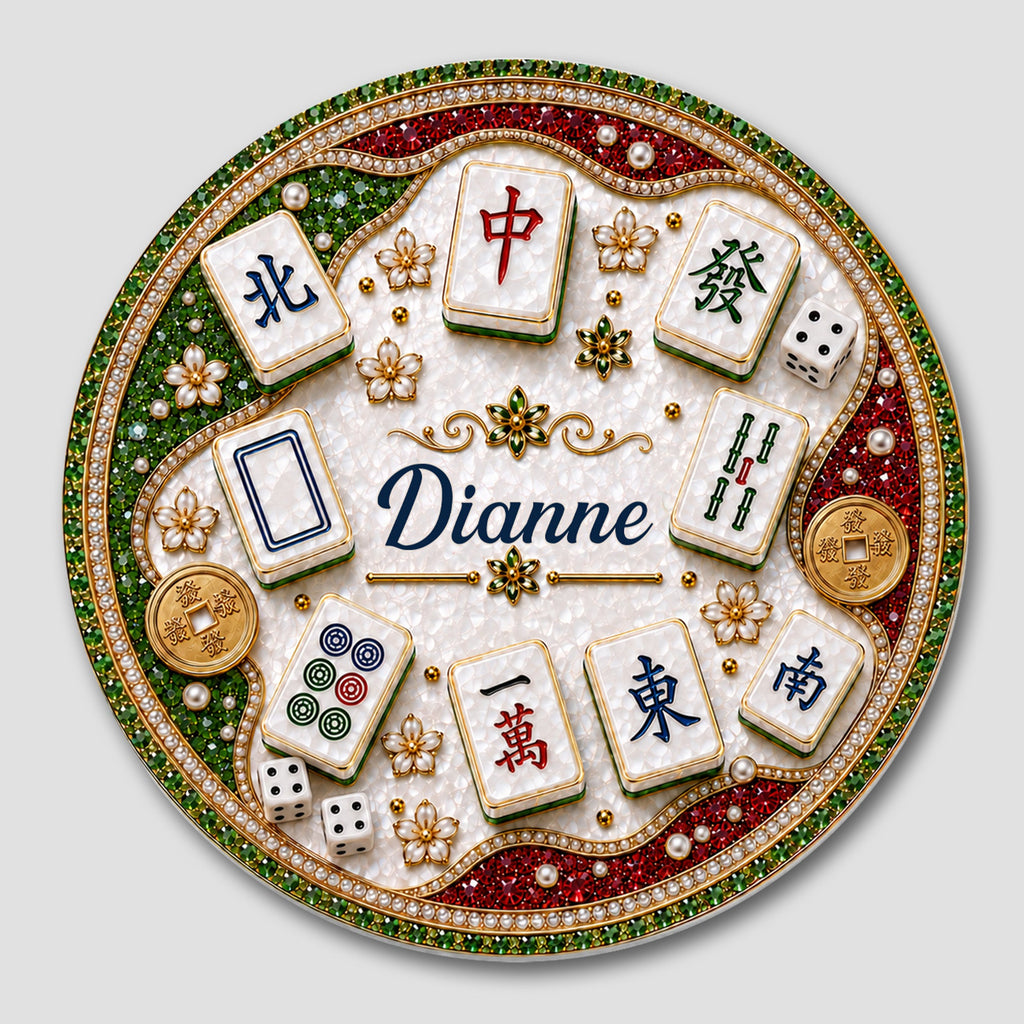 Personalized Mahjong Tiles Coaster Custom Name Gift for Mom Ceramic Coaster GradoCreations