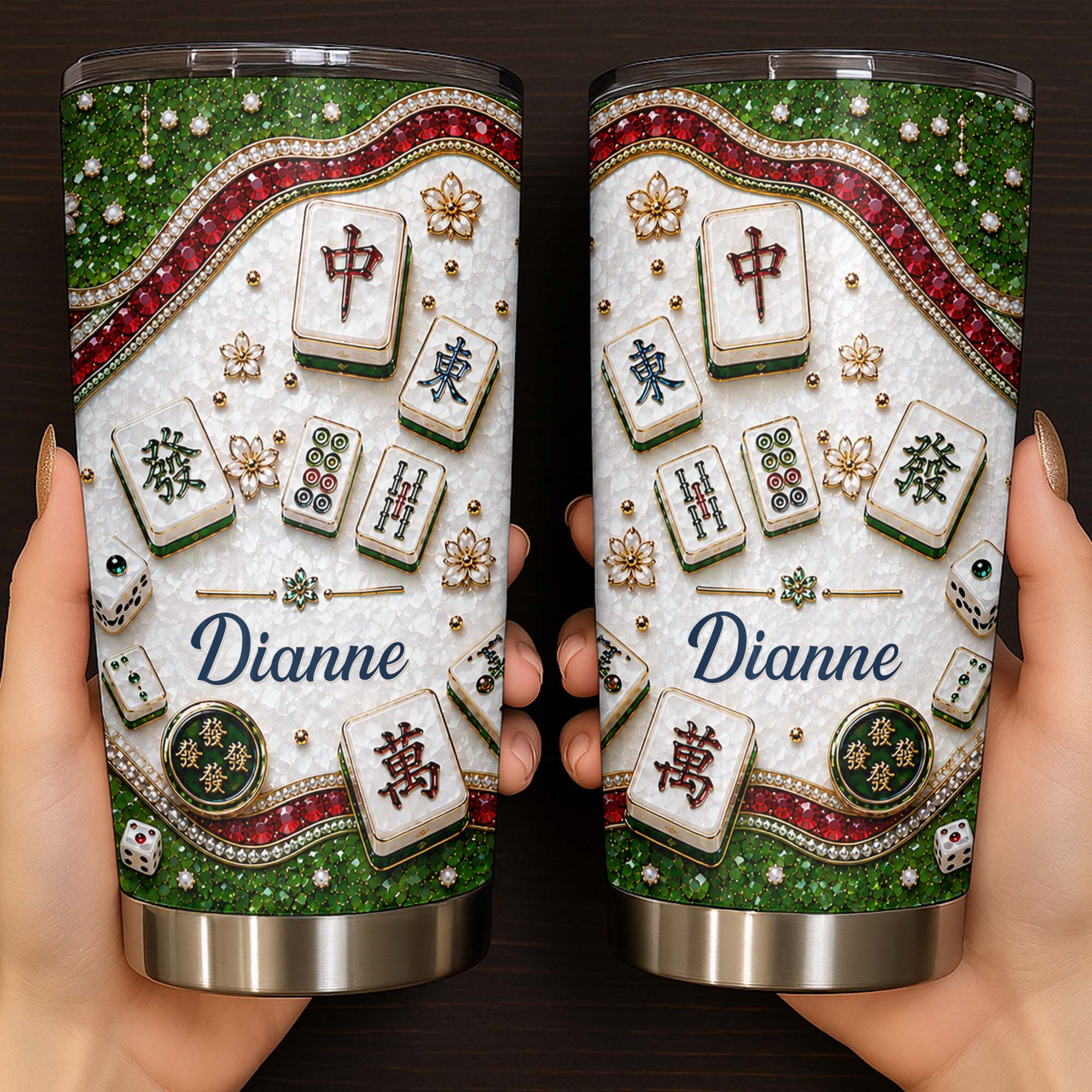 Personalized Mahjong Tile Design 20oz Stainless Steel Tumbler Gift 20oz Tumbler GradoCreations