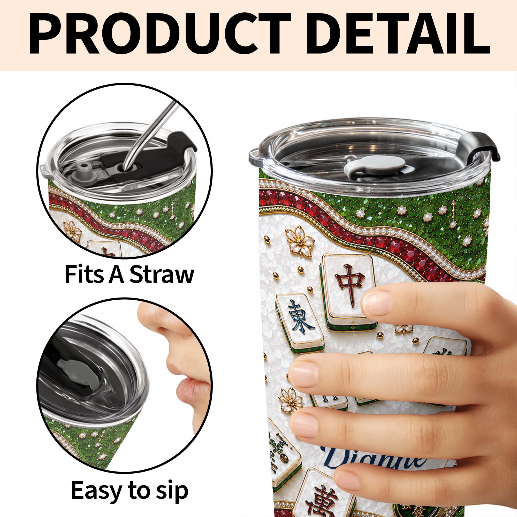 Personalized Mahjong Tile Design 20oz Stainless Steel Tumbler Gift 20oz Tumbler GradoCreations