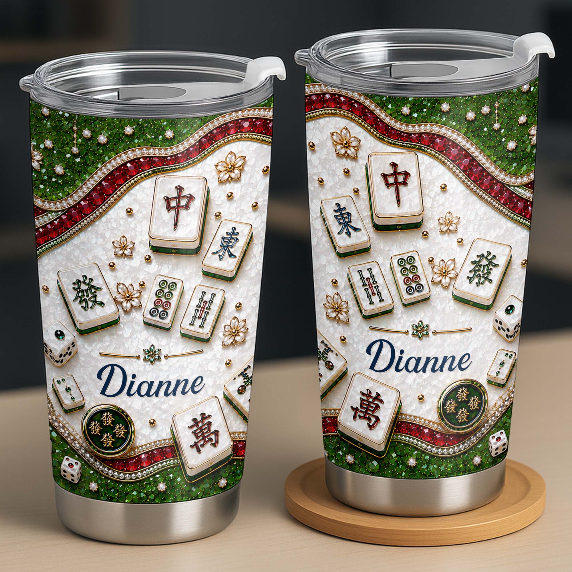 Personalized Mahjong Tile Design 20oz Stainless Steel Tumbler Gift 20oz Tumbler GradoCreations