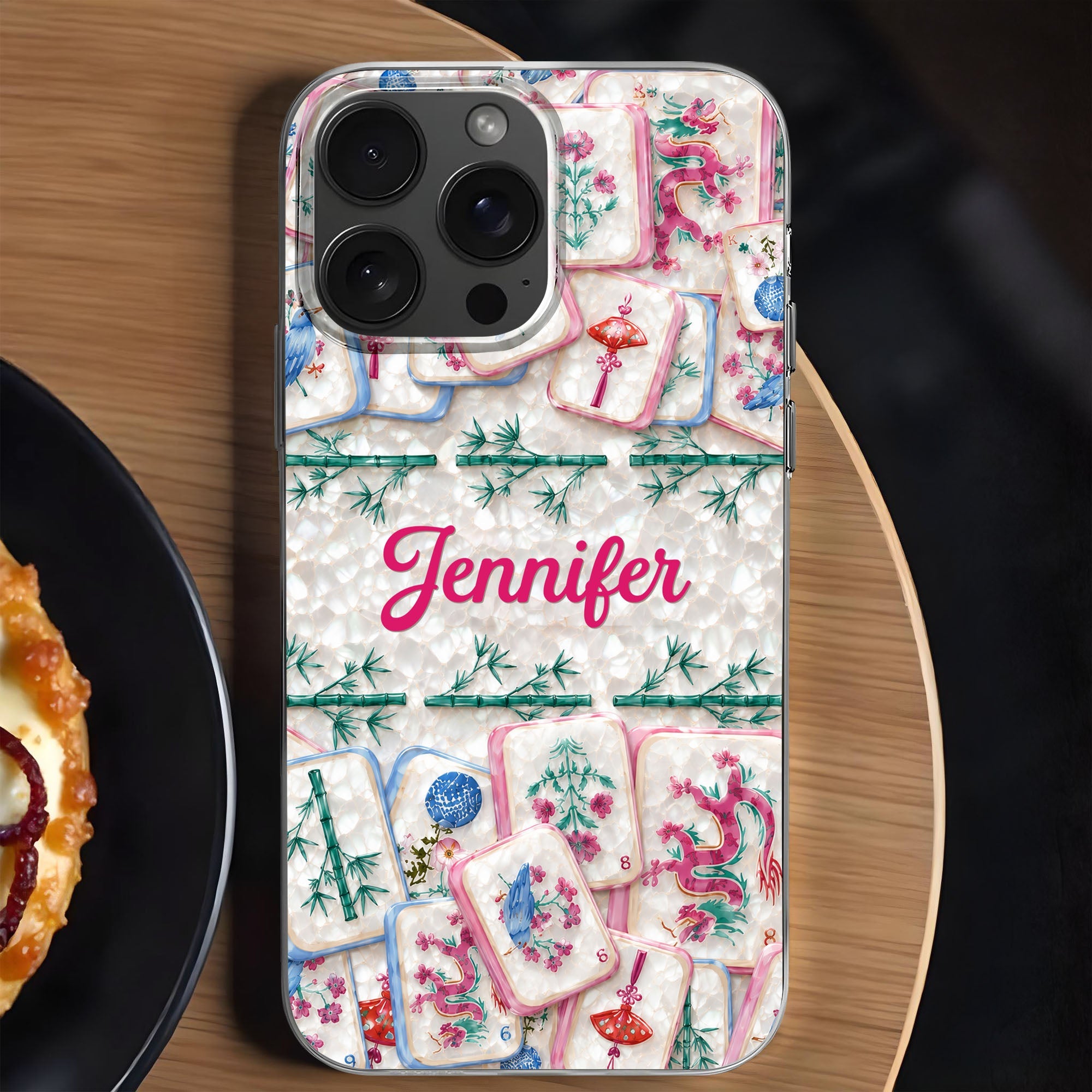 Personalized Clear Phone Case Custom Name Mahjong Gift for Besties Clear Phone Case GradoCreations