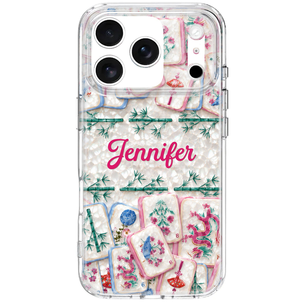 Personalized Clear Phone Case Custom Name Mahjong Gift for Besties Clear Phone Case GradoCreations