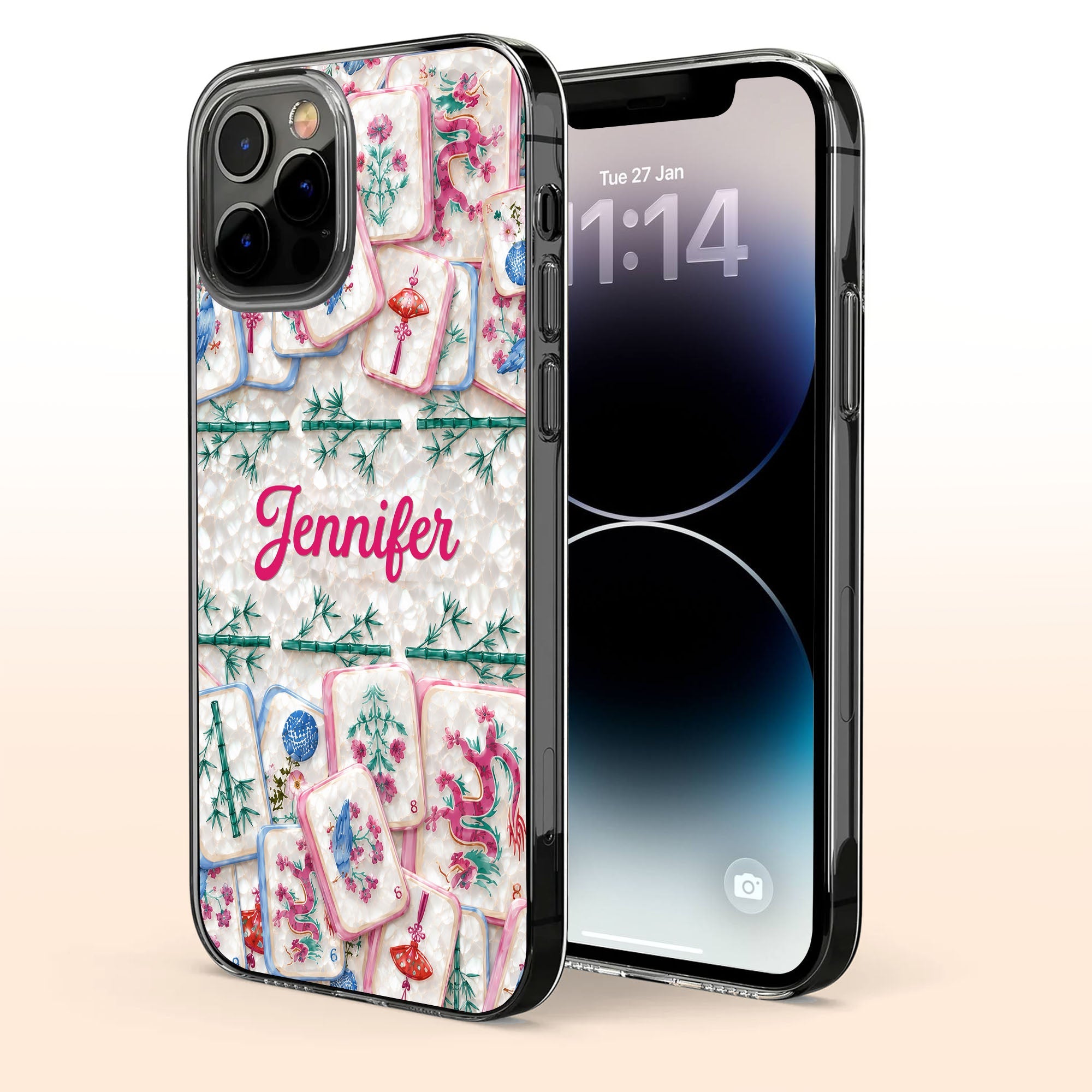 Personalized Clear Phone Case Custom Name Mahjong Gift for Besties Clear Phone Case GradoCreations