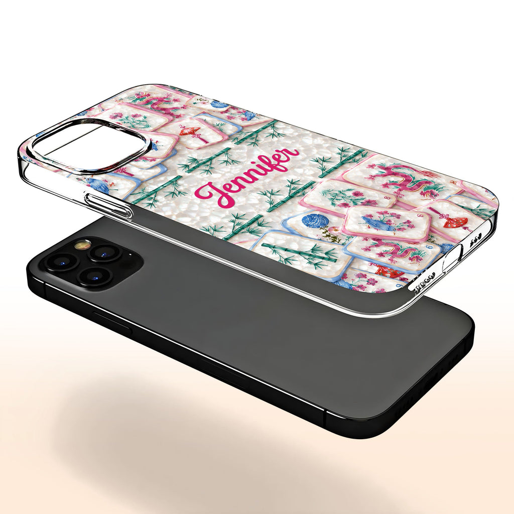 Personalized Clear Phone Case Custom Name Mahjong Gift for Besties Clear Phone Case GradoCreations