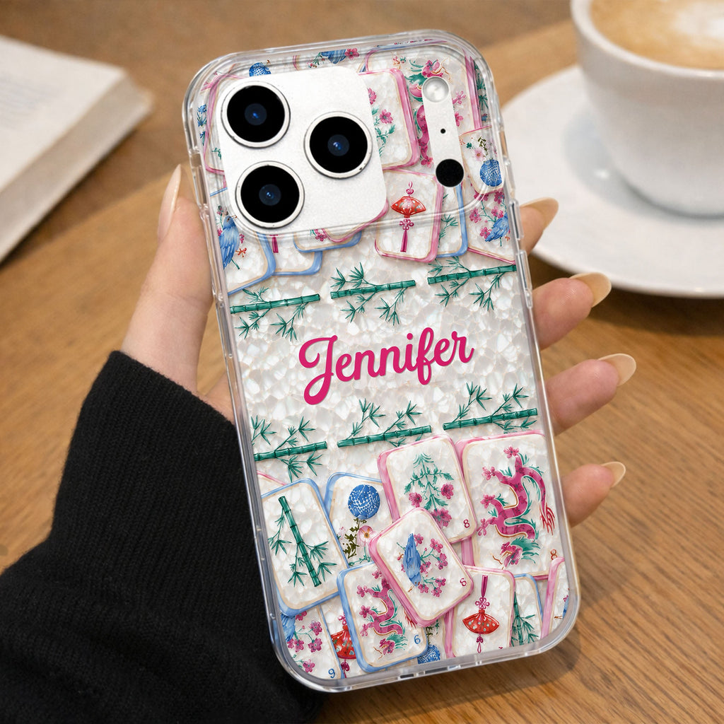 Personalized Clear Phone Case Custom Name Mahjong Gift for Besties Clear Phone Case GradoCreations