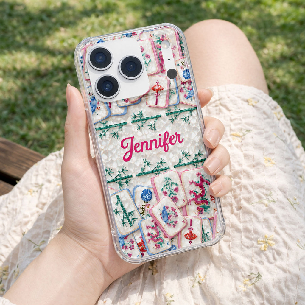Personalized Clear Phone Case Custom Name Mahjong Gift for Besties Clear Phone Case GradoCreations
