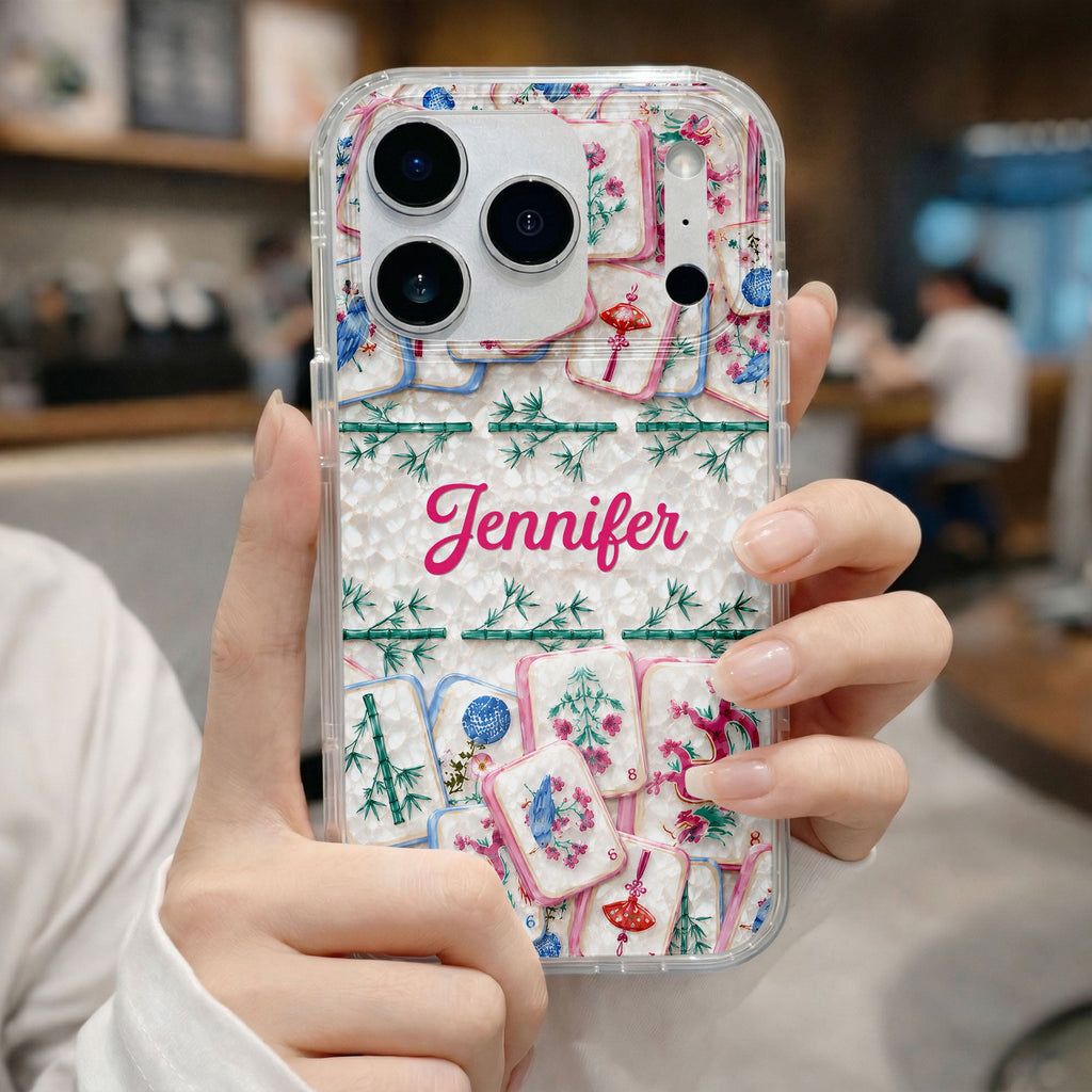 Personalized Clear Phone Case Custom Name Mahjong Gift for Besties Clear Phone Case GradoCreations