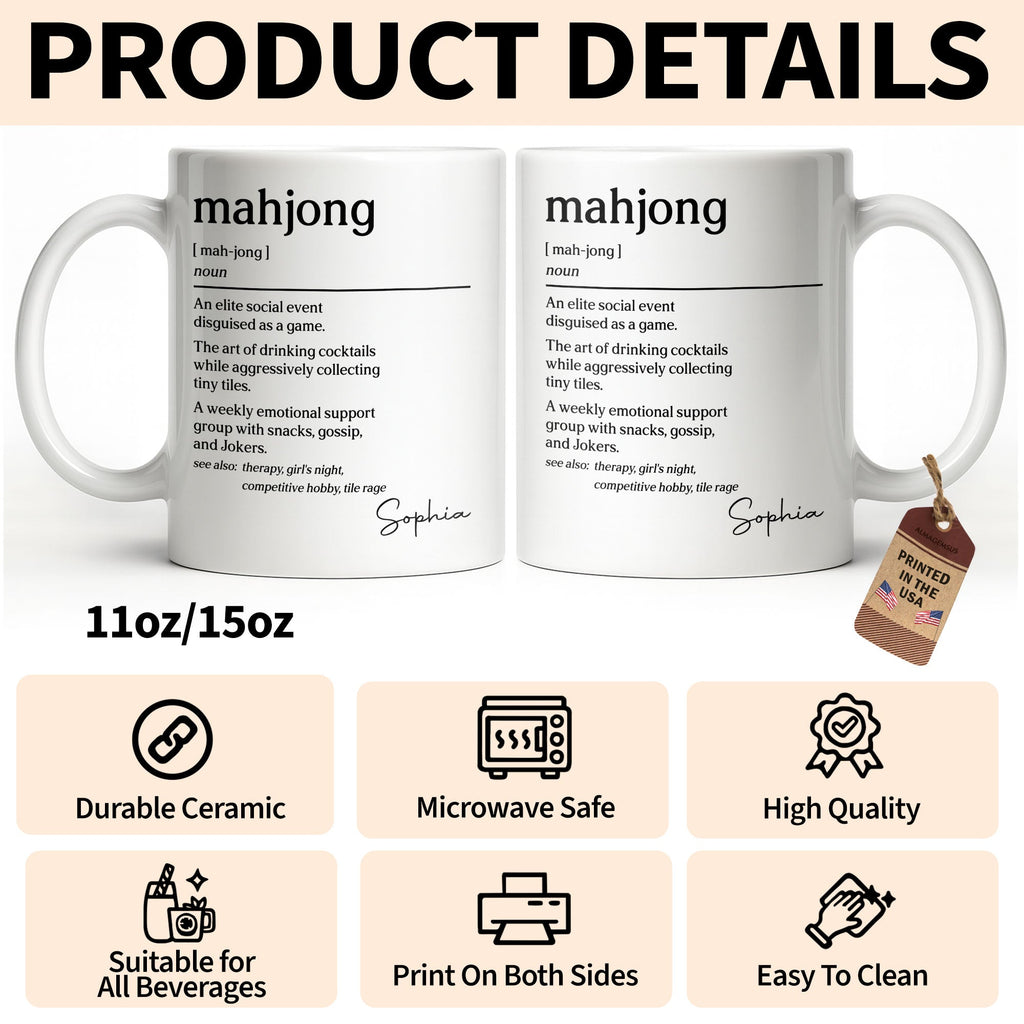 Personalized Mahjong Definition Coffee Mug Custom Gift for Friends Edge-to-edge Mug GradoCreations