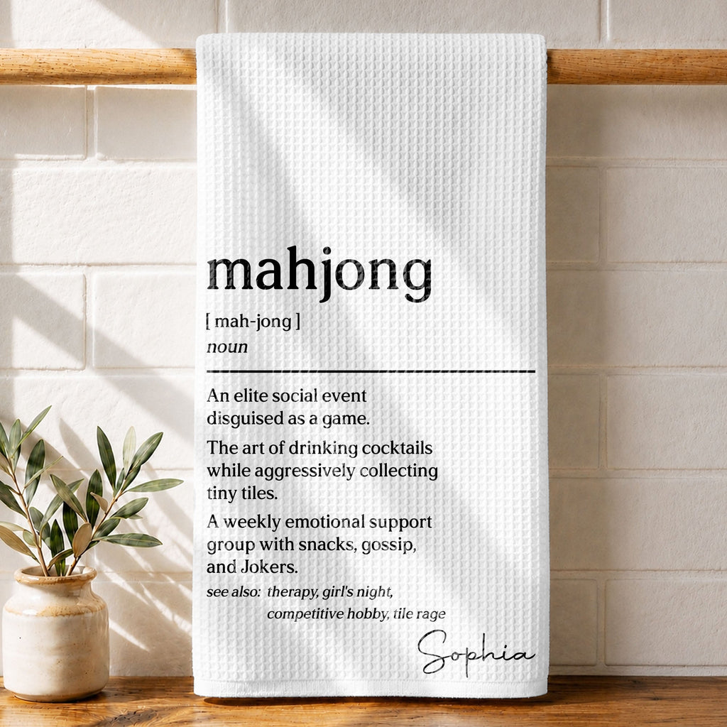 Custom Mahjong Kitchen Towel Gift for Game Night Lovers Kitchen Towel GradoCreations
