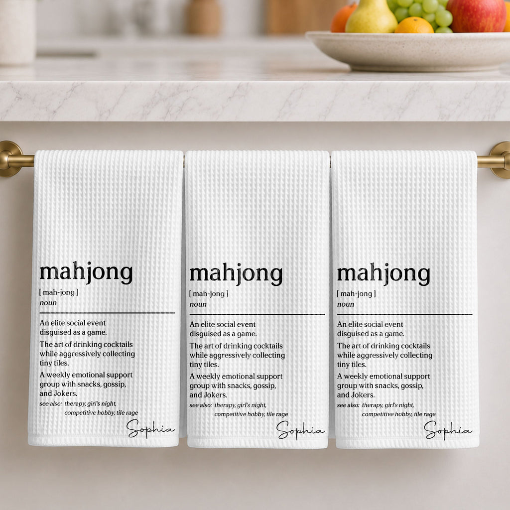 Custom Mahjong Kitchen Towel Gift for Game Night Lovers Kitchen Towel GradoCreations