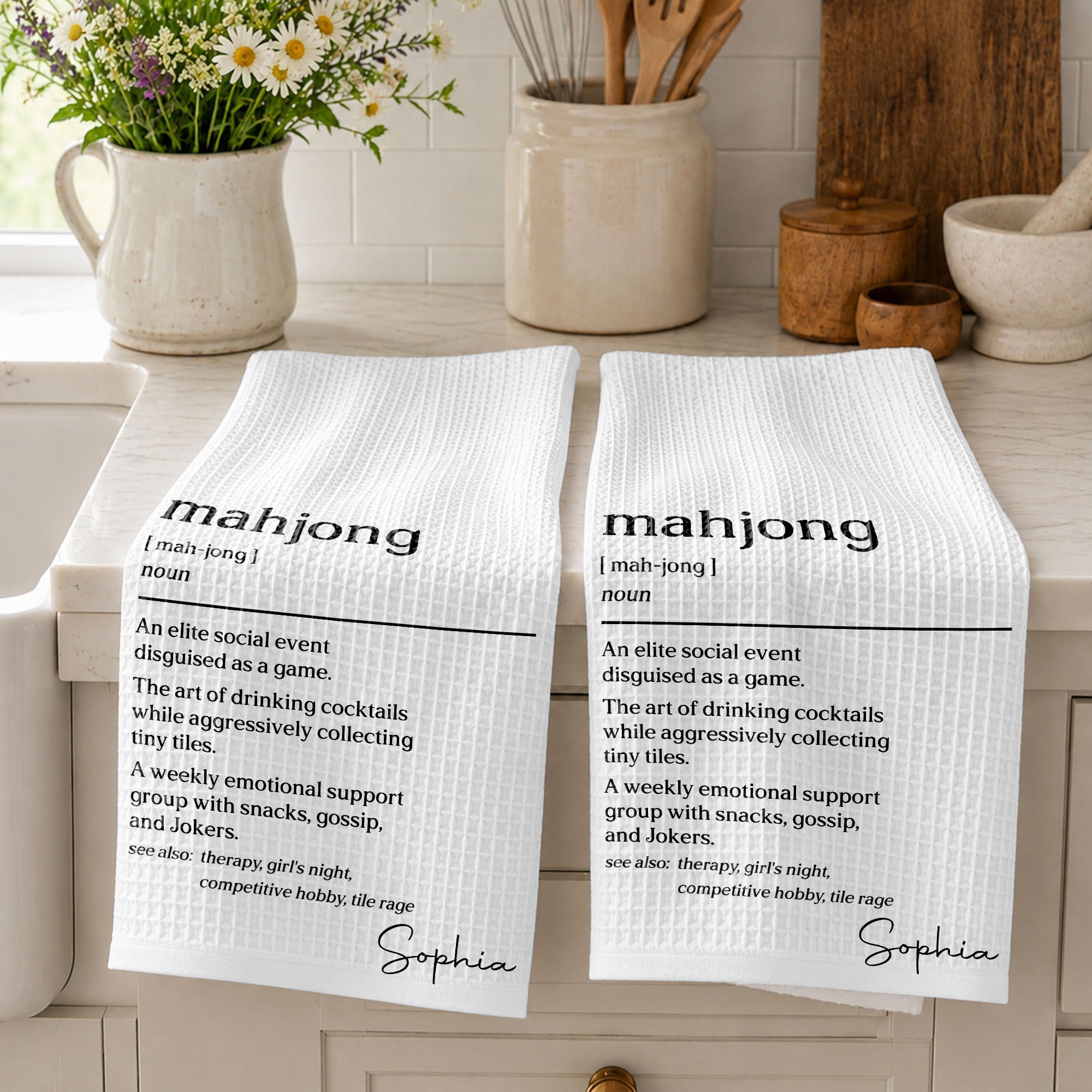 Custom Mahjong Kitchen Towel Gift for Game Night Lovers Kitchen Towel GradoCreations